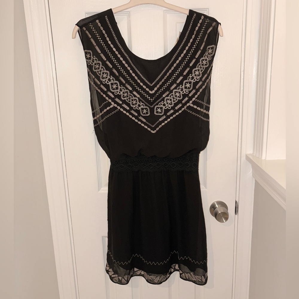 Francesca’s Collections Black Embroidered Dress